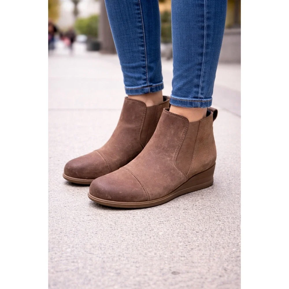 SOREL EVIE PULL ON ANKLE WOMEN BOOTIE SIZE 7.5 TAN DISTRESSED LEATHER